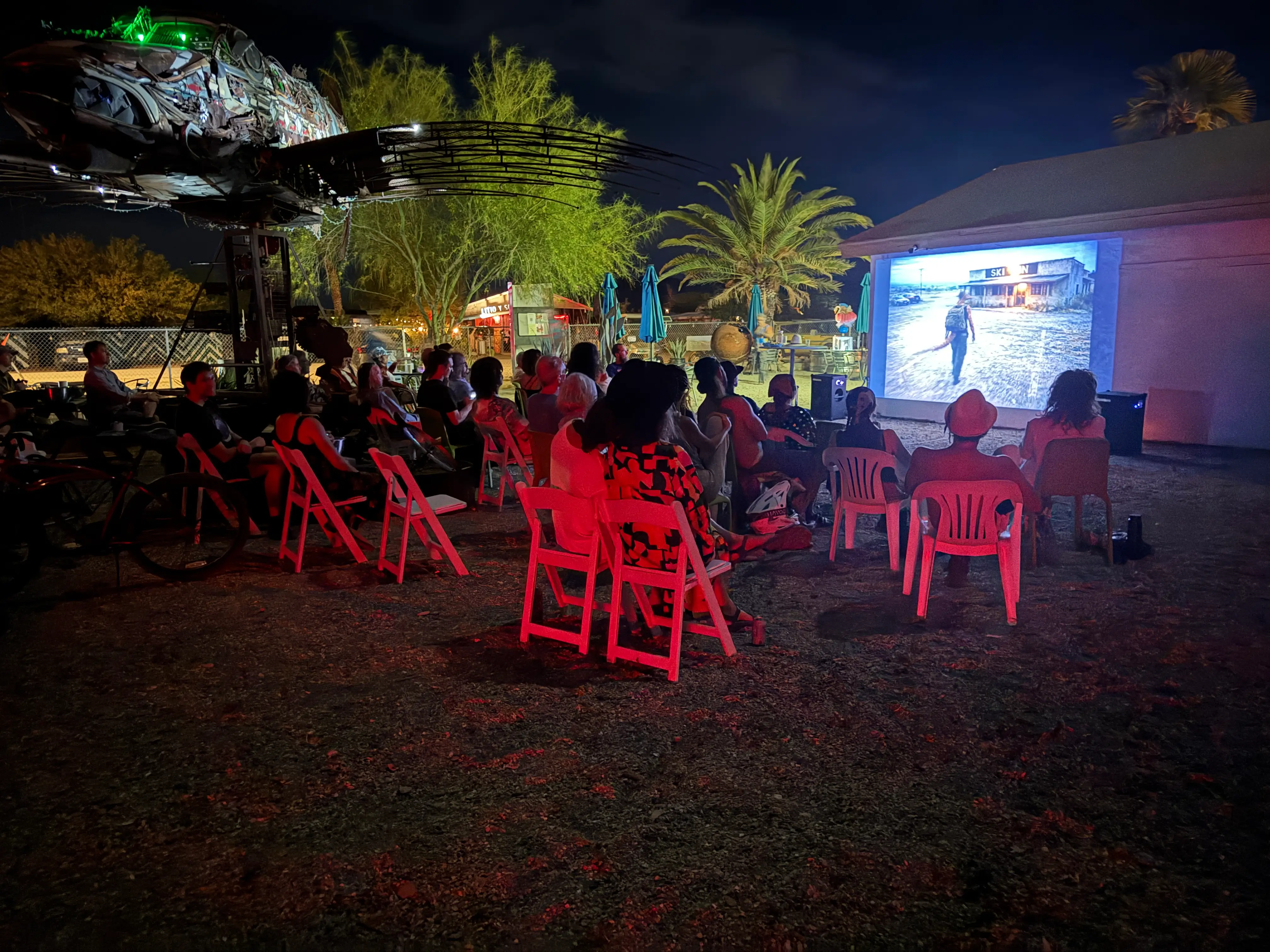 Night screening at the Bombay Beach Arts Center · 2026