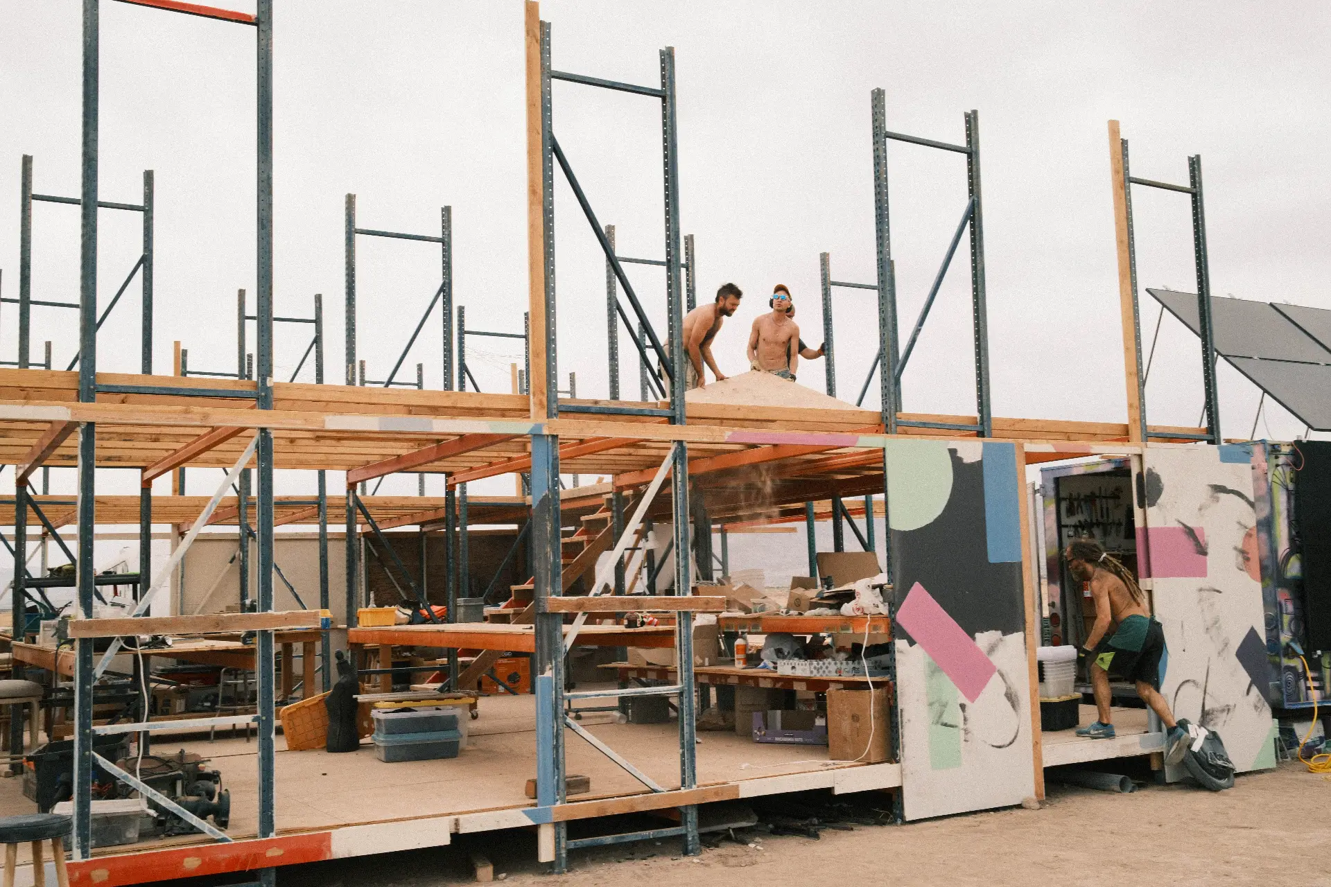 Building the workshop frame in the desert