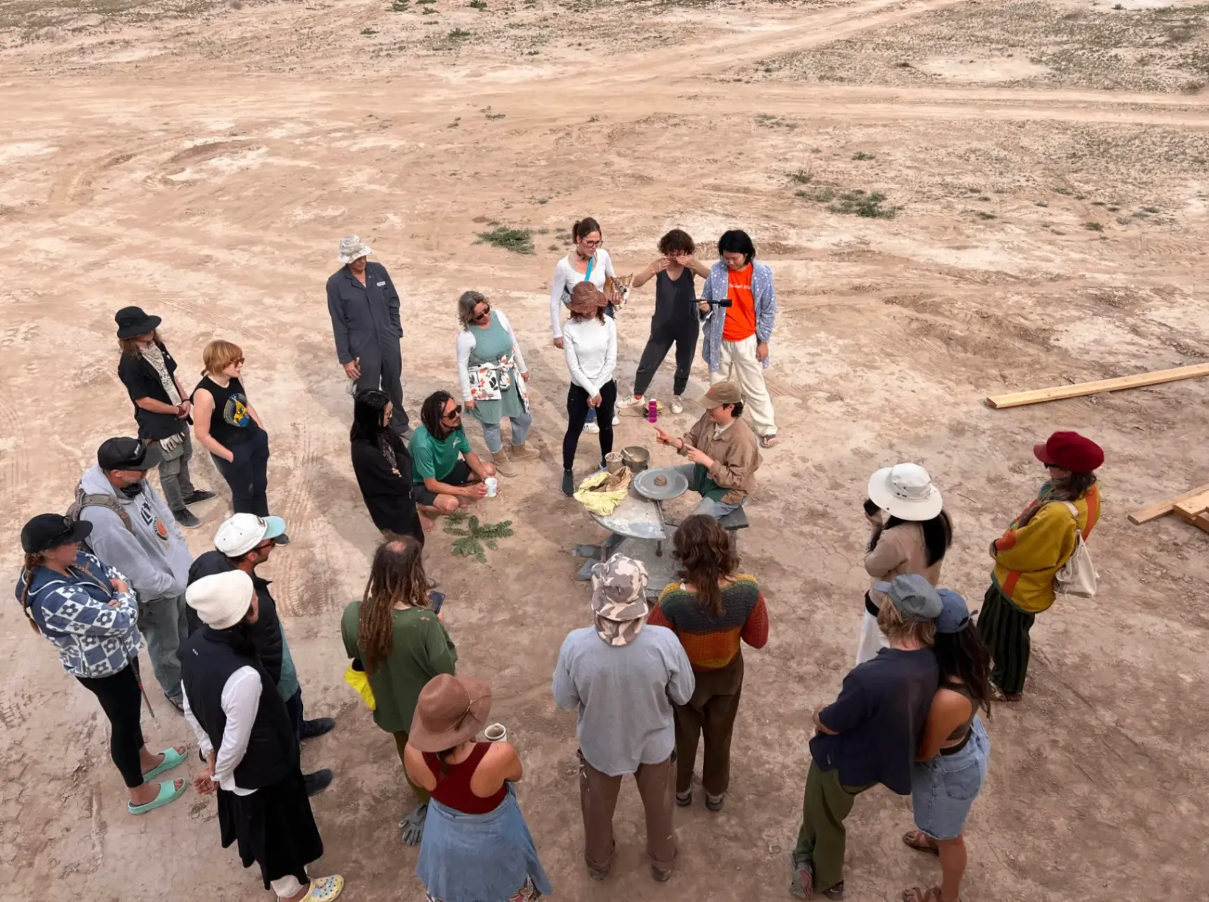 The camp gathered in a circle for a meeting