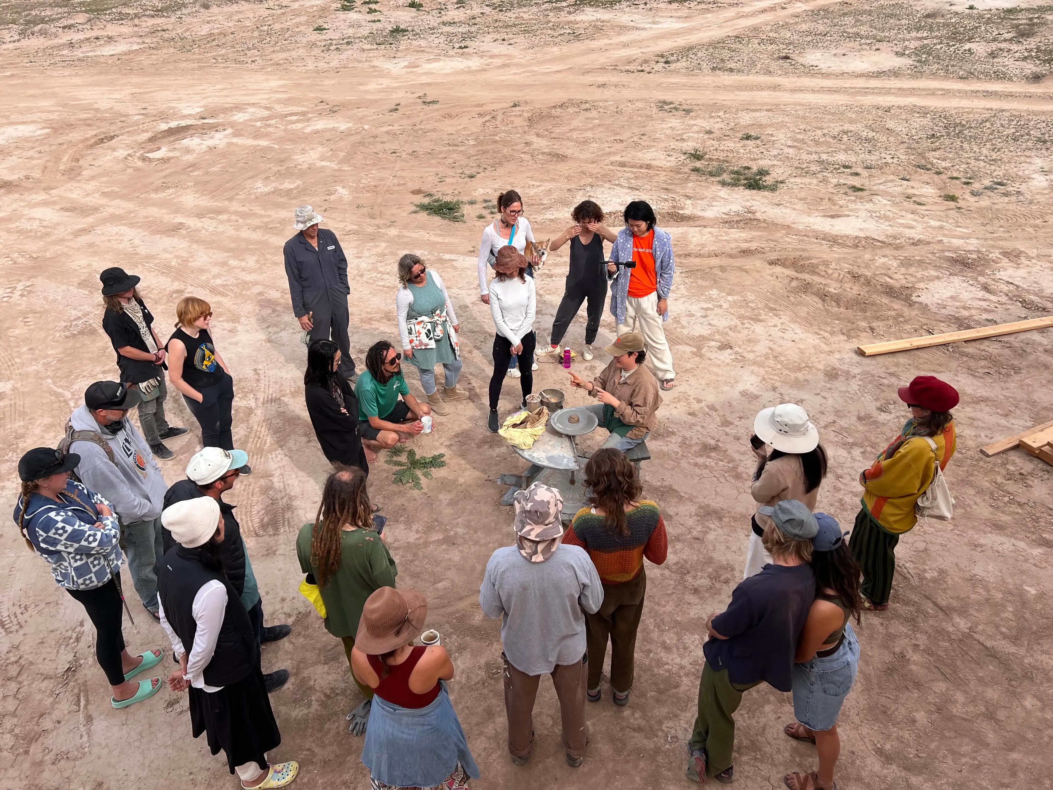 Ceramics circle on the desert lakebed